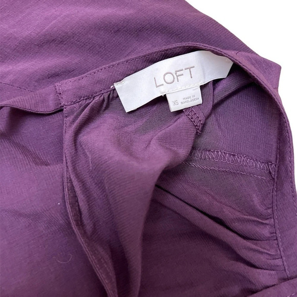 Loft Purple tie back ruffle sleeve blouse - Picture 3 of 5